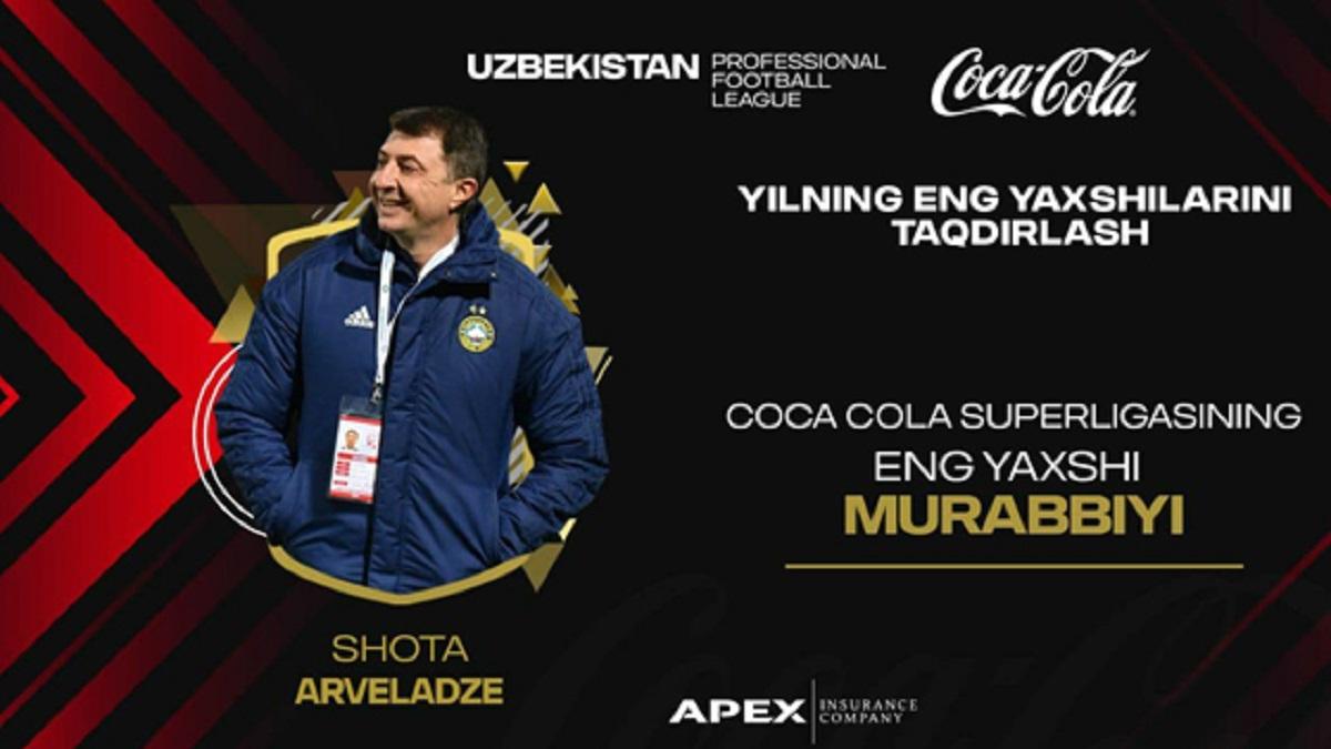 შოთა არველაძე უზბეკეთში წლის საუკეთესო მწვრთნელად დასახელდა